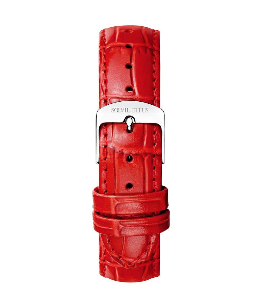 16 mm Red Croco Pattern Leather Watch Strap