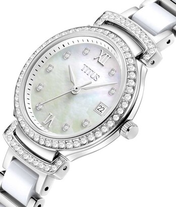 Fair Lady三針日期顯示石英不鏽鋼配陶瓷腕錶