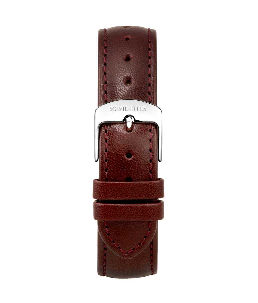18 mm Burgundy Smooth Leather Watch Strap