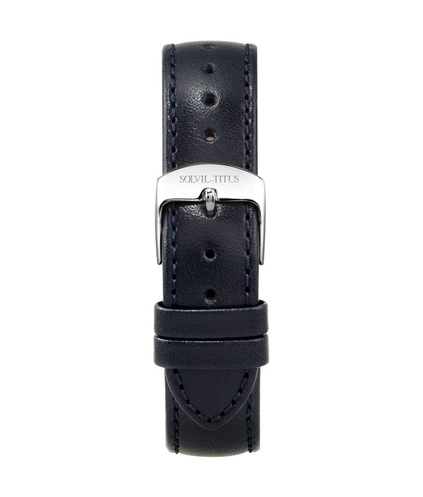 18 mm Blue Smooth Leather Watch Strap