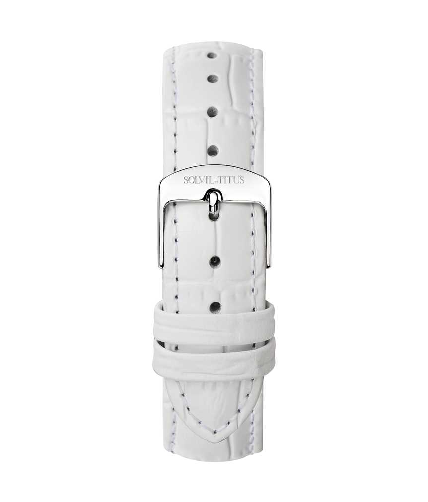 16 mm White Croco Pattern Leather Watch Strap