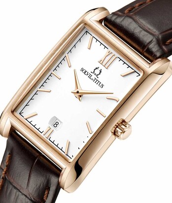 Classicist兩針日期顯示石英皮革腕錶