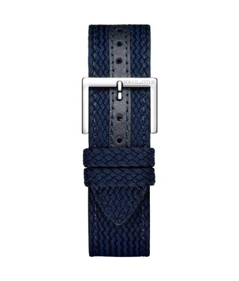 20 mm Navy Blue Nylon with Leather Watch Band