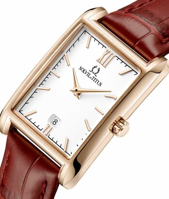 Classicist兩針日期顯示石英皮革腕錶