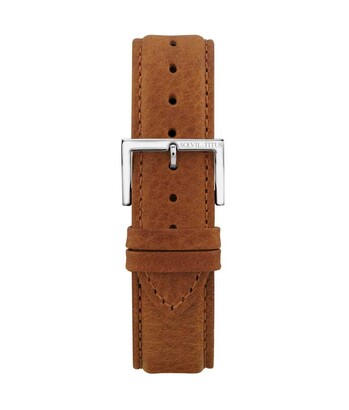 22 mm Brown Litchi Pattern Leather Watch Strap