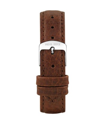 16 mm Dark Brown Litchi Pattern Leather Watch Strap