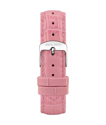 18 mm粉紅色鱷紋皮革錶帶