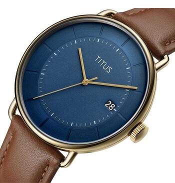 Nordic Tale三針日期顯示石英皮革腕錶 