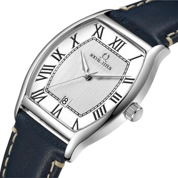 Barista三針日期顯示石英皮革腕錶 