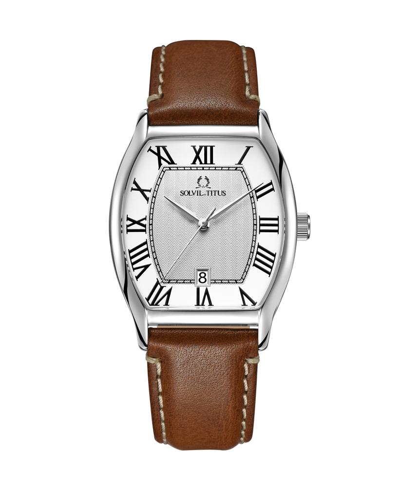 Barista 3 Hands Date Quartz Leather Watch --Swiss Watch Brand | Solvil ...