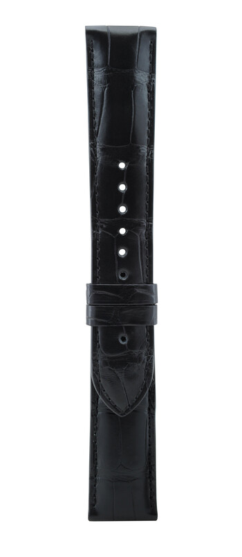 22 mm Black Alligator Leather Watch Strap