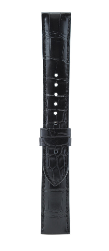 20 mm黑色鱷魚皮革錶帶