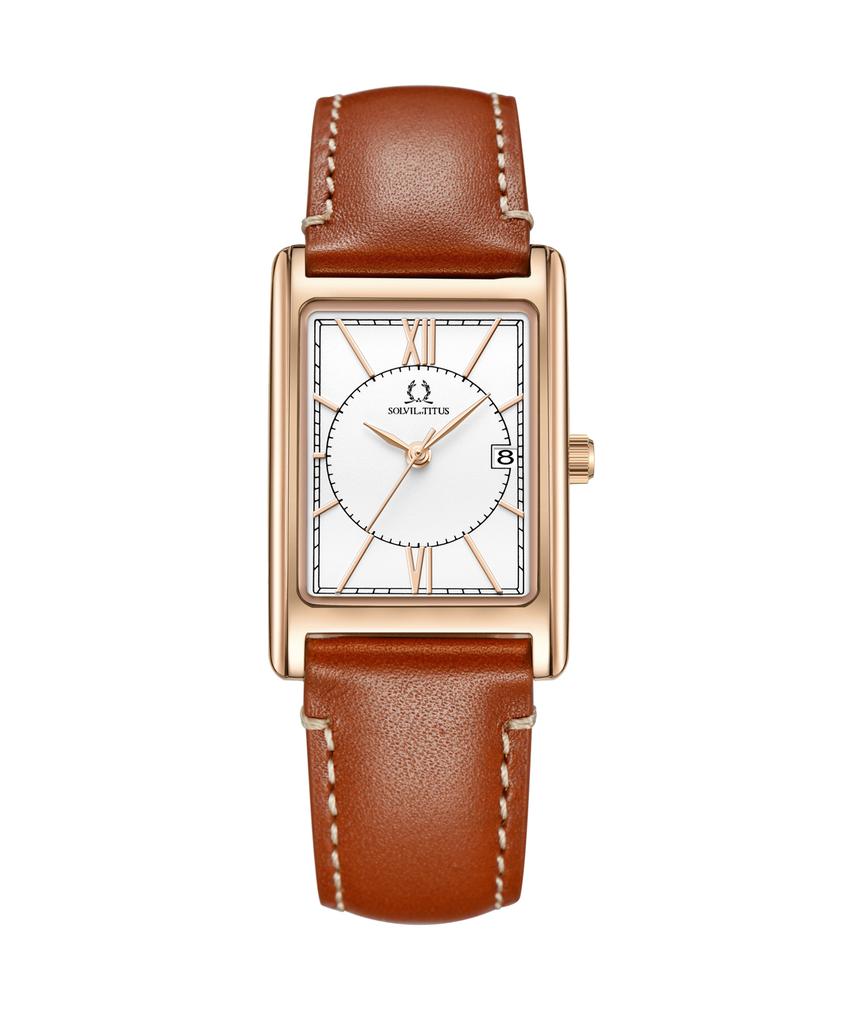 Classicist三針日期顯示石英皮革腕錶 