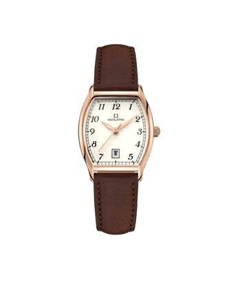 Barista三針日期顯示石英皮革腕錶 