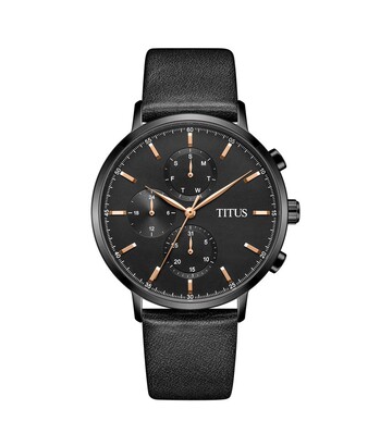 Interlude Multi-Function Quartz Leather Watch 