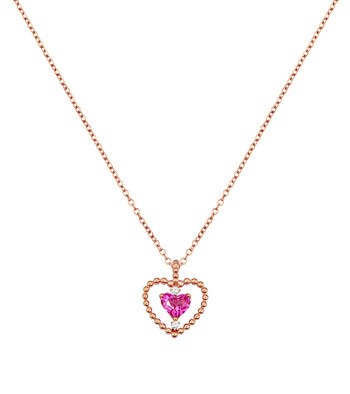 Solvil et Titus Heart Necklace, Sterling Silver, Rose-Gold Tone Plated