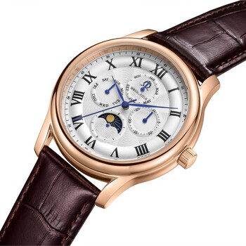 Classicist多功能晝夜顯示石英皮革腕錶 