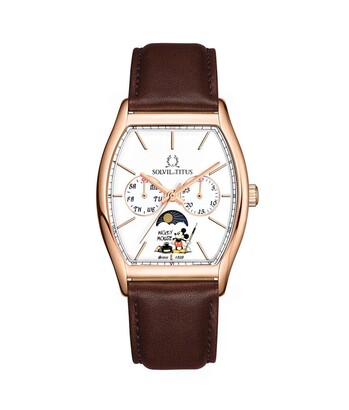 Solvil et Titus x "Mickey Mouse 95th Anniversary" Multi-Function with Day Night Indicator Quartz Leather Watch 